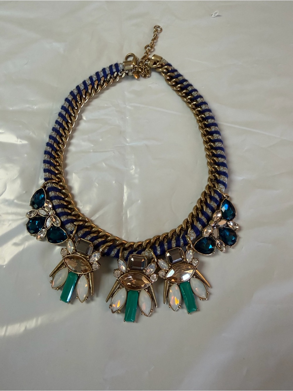 J. Crew Gold-Tone Necklace with Blue, Teal, and Opal Accents